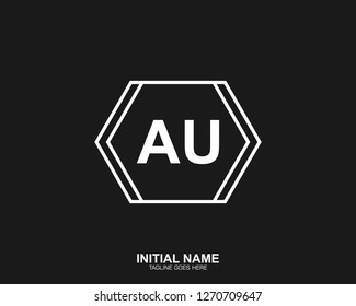 AU A U Initial logo letter with minimalist concept vector