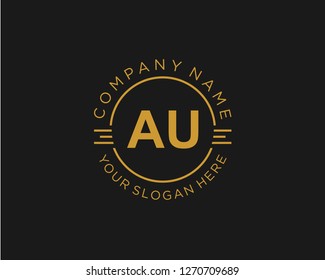AU A U Initial logo letter with minimalist concept vector