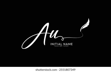 AU U A initial signature logo template vector