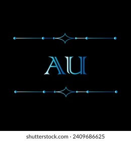 AU A U letter logo design. Initial letter AU linked circle uppercase monogram logo  blue. AU logo, A U design. AU, A U