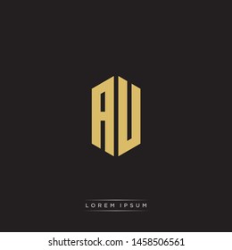 AU A U Logo Emblem Capital Letter Modern Template EPS 10 With Black Background