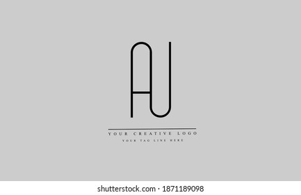 AU, UA, A, U abstract vector logo monogram template