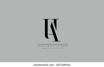 AU, UA, A, U abstract vector logo monogram template