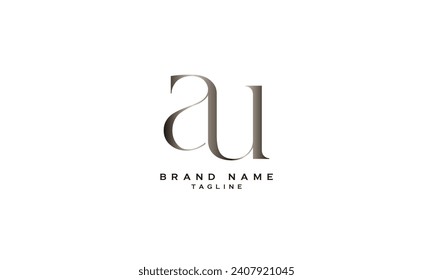 AU, UA, Abstract initial monogram letter alphabet logo design