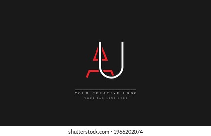 AU UA abstract vector logo monogram template