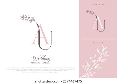 AU UA Initial Wedding Monogram Logo