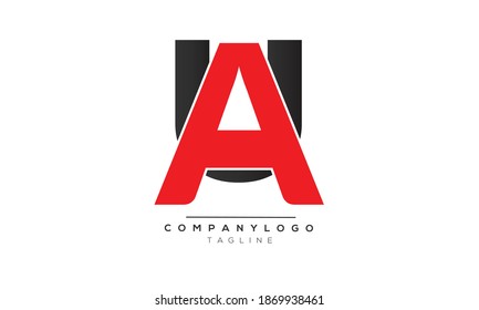 AU UA initials monogram letter text alphabet logo design