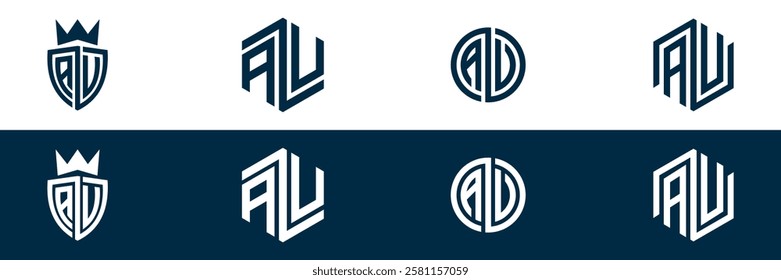 AU UA letter logo set design