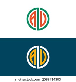 AU UA letter logo set design