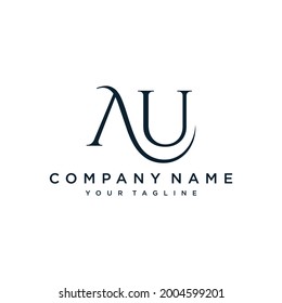 AU or UA logo. Company logo. Monogram design. Letters A and U.