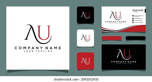 AU or UA logo. Company logo. Monogram design. Letters A and U.