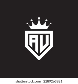 AU or UA logo monogram symbol shield with crown shape design vector