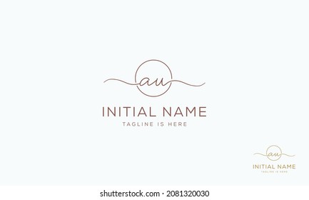 AU UA Signature initial logo template vector
