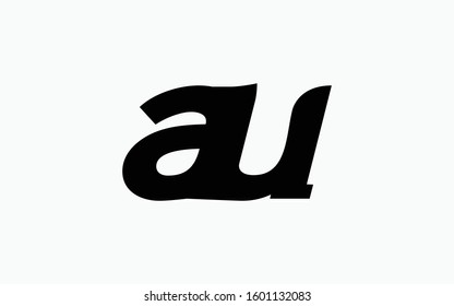 au or ua and a or u Lowercase Letter Initial Logo Design Template Vector Illustration