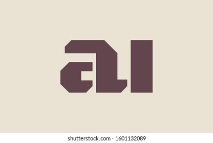 au or ua and a or u Lowercase Letter Initial Logo Design Template Vector Illustration