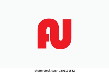 AU or UA and A or U Uppercase Letter Initial Logo Design Template Vector Illustration