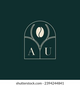 AU Unique and simple logo design combination of letters and coffee bean