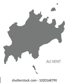 Au Vent map of Saint Barthelemy grey illustration