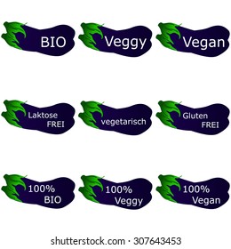 aubergine button on white background