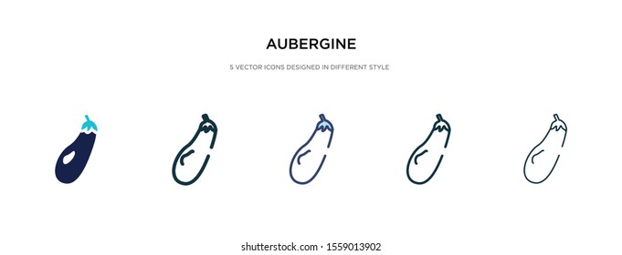 aubergine icon in different style vector illustration. two colored and black aubergine vector icons designed in filled, outline, line and stroke style can be used for web, mobile, ui