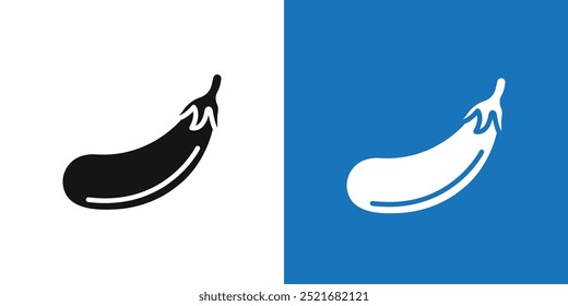 icono de berenjena Esquema de conjunto de Vector plano