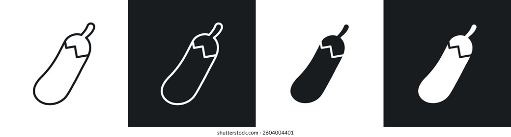 Aubergine icon symbol collection on white background.
