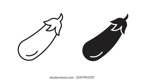 Aubergine line icon vector set.