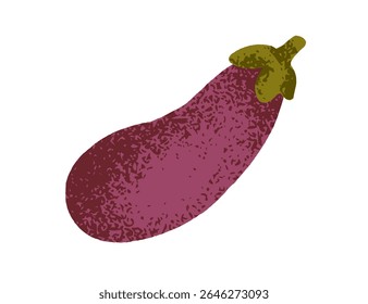 Aubergine, natural healthy food. Whole purple eggplant icon, fresh ripe farm vegetable. Organic veggie produce, vitamin crop, harvest. Flat graphic vector illustration isolated on white background