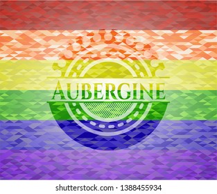 Aubergine on mosaic background with the colors of the LGBT flag