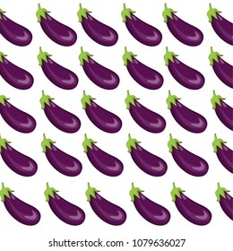 Aubergine pattern isolated on white background. Vegetables healthy food concept. 