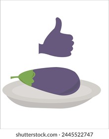 Aubergine vector, healthy food aubergine vector illustration