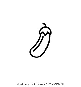 Icono de vector de berenjena en lineal, icono de contorno aislado en fondo blanco