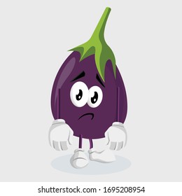 Aubergines logo mascot sad pose