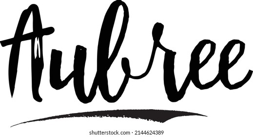 Aubree Grunge Black Color Cursive Calligraphy Text Baby Girl Name