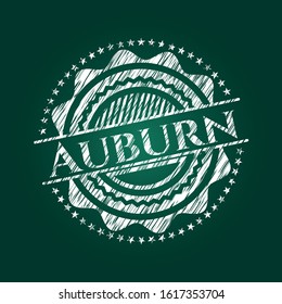 Auburn chalkboard emblem on black board. Vector Illustration. Detailed.