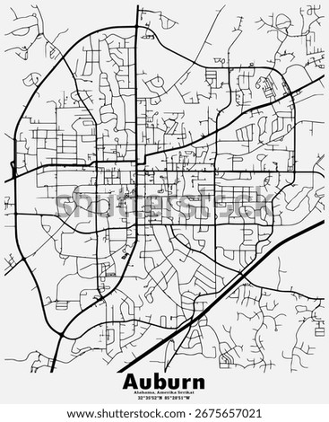 auburn City Map  Travel Vector Poster Design