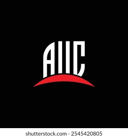 AUC letter logo design on black background