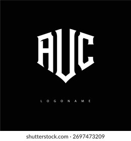 AUC Shield Monogram Logo Modern Gothic Typography Design Elegant Letter mark Logo Minimal Black White Emblem.