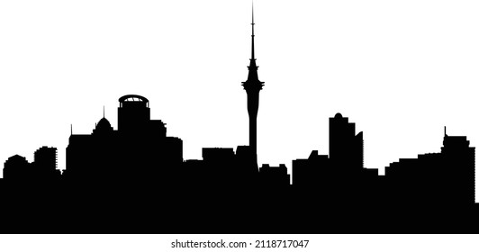 Auckland city skyline silhouette illustration in vector format. Easy to change the color