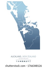 Auckland Map. New Zealand City Vector Map. 