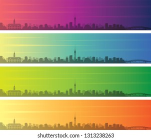 Auckland Multiple Color Gradient Skyline Banner