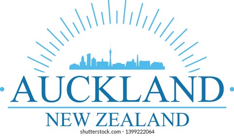 Auckland New Zealand. Banner Design. City Skyline. Silhouette Vector. Famous Monuments.