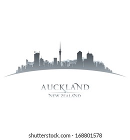 Auckland New Zealand city skyline silhouette. Vector illustration