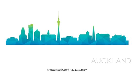 Auckland, New Zealand Low Poly Skyline Clip Art City Design. Geometric Polygon Graphic Horizon Icon. Vector Illustration Symbol.