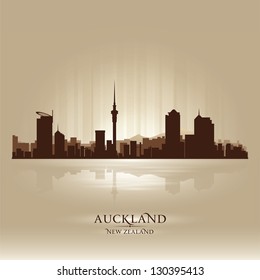 Auckland New Zealand skyline city silhouette