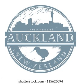 Auckland, New Zealand stamp, vector illustration