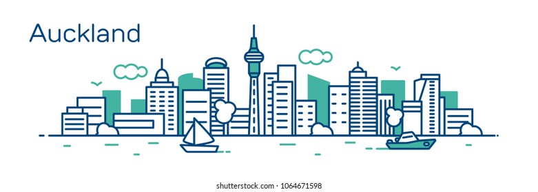 Auckland Panorama city. Vector illustration