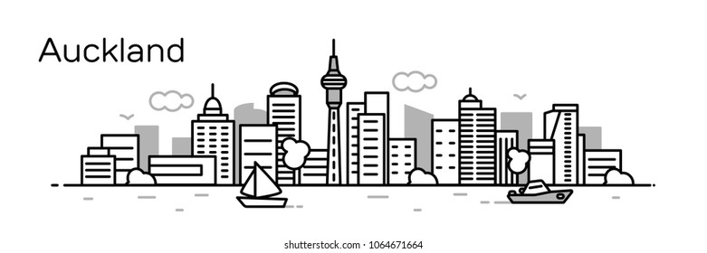 Auckland Panorama city. Vector illustration