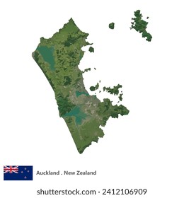Auckland, Region of New Zealand Topographic Map (EPS)