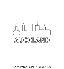 Auckland skyline and landmarks silhouette black vector icon. Auckland panorama. New Zealand
